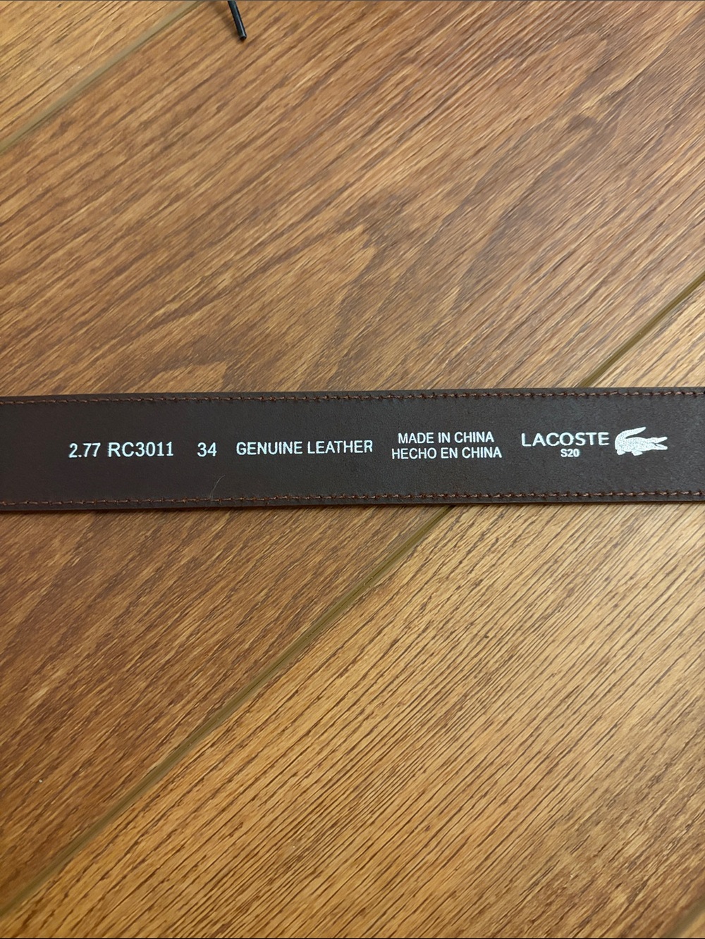 Lacoste Men's Dark Brown Genuine Leather Belt with Embossed Croc